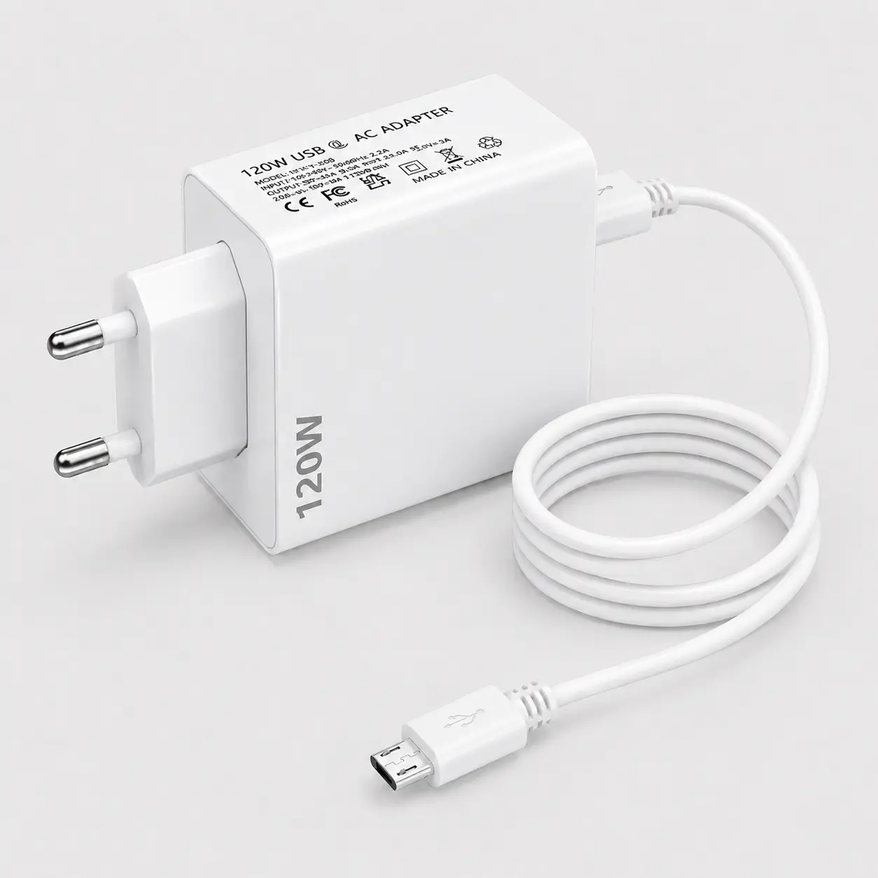 120W USB-A Wall Charger with Micro USB Cable