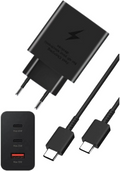 65W PD Power Adaptor Trio 3-Ports with USB-C to USB-C Cable Black