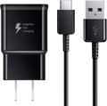 Travel Adapter with USB-A to USB-C Cable Black