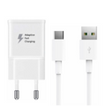 Travel Adapter with USB-A to USB-C Cable White