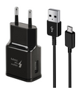 Travel Adapter with USB-A to Micro Cable Black