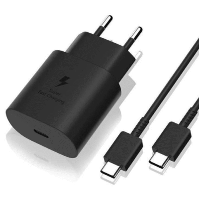 Super Fast 45W Charging Wall Charger & Type C to Type C Cable - Black