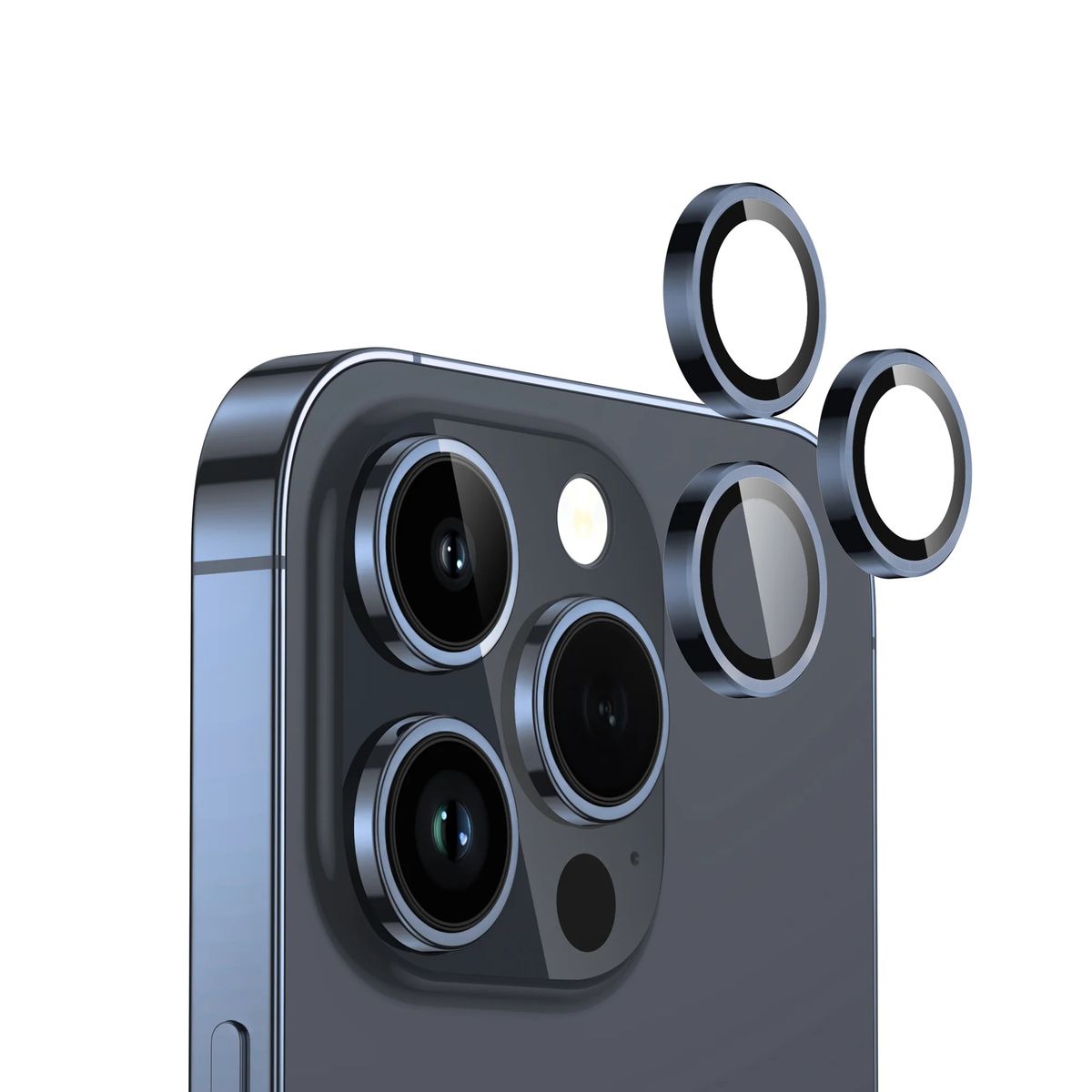 Metal Ring Camera Lens Tempered Glass Lens Protector for iPhone 15 Pro