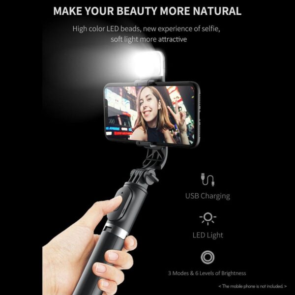 Multifunctional Wireless Bt Selfie Stick Portable Extendable Tripod Stand - Image 5