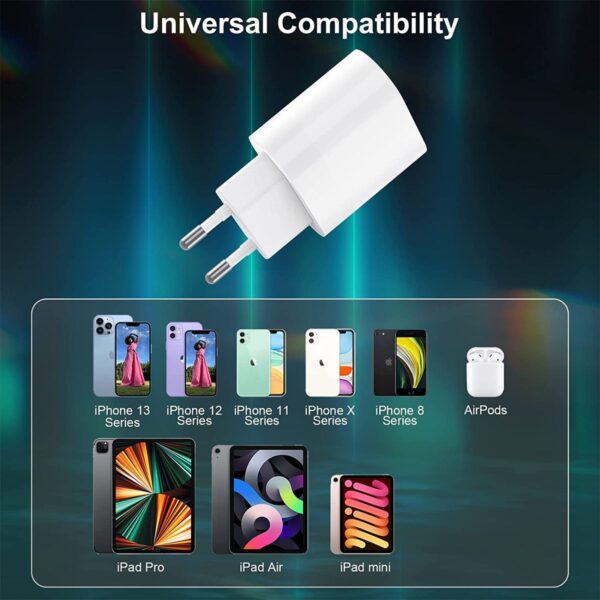 20W PD Fast Charger For iPhone with USB-C to Lightning Cable - Image 3