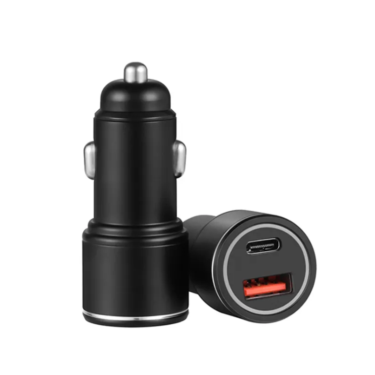 38W Dual Car Charger USB and Type-C Port - Black (Generic)