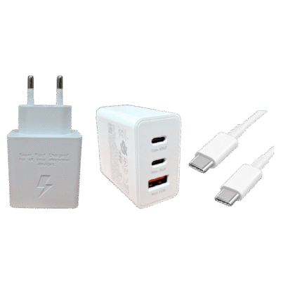 65W PD Fast Charger For Android with USB-C to USB-C Cable White<br> (Generic)