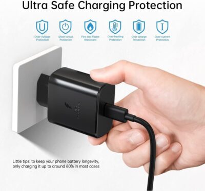 45W PD Fast Charger For Android with USB-C to USB-C Cable  Black<br> (Generic) - Image 3