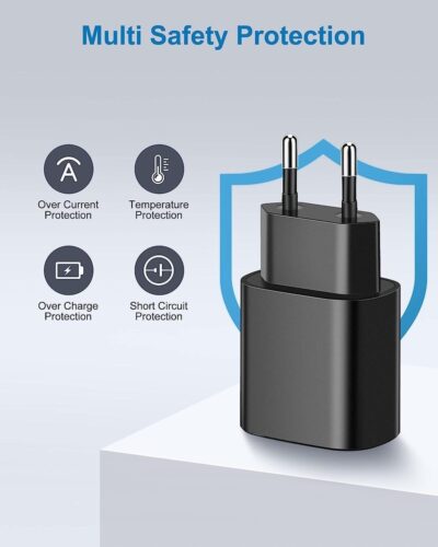 25W PD Fast Charger For Android with USB-C to USB-C Cable  Black (Generic) - Image 2