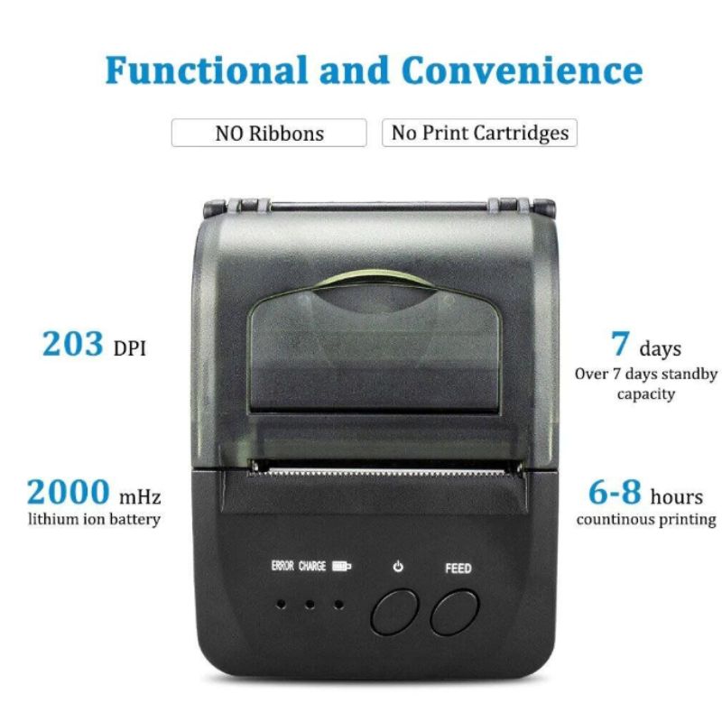 Andowl Portable Thermal Receipt Printer Q-P01 | POS Printer - Image 4