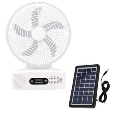 Fan - Solar Powered Rechargeable Fan with Speakers and LED Light