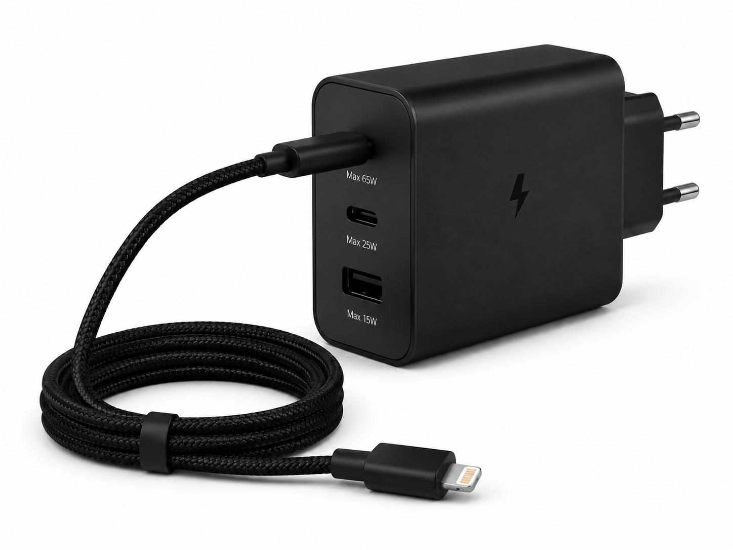 65W 3-Port Fast Charger with Lighting Cable - Image 3