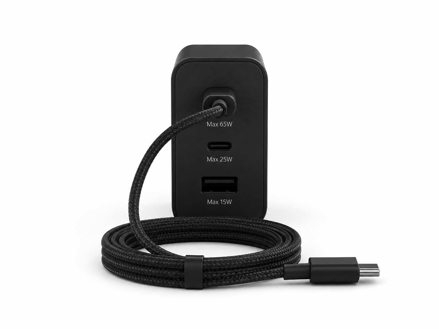 65W 3-Port Fast Charger with USB-C Cable - Image 2